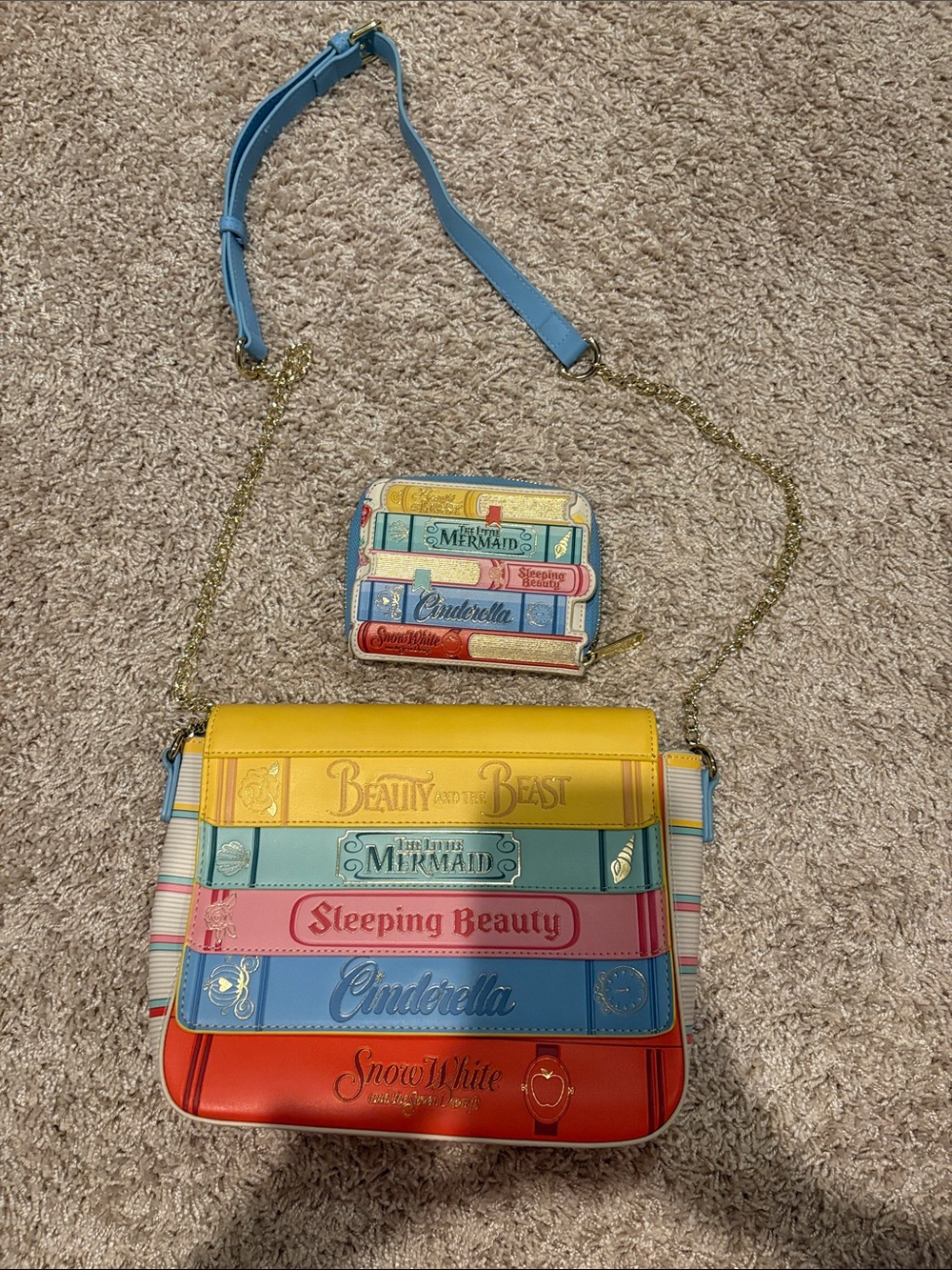 Multicolor Storybook Spine Crossbody Bag with Blue Strap - Picture 8 of 8